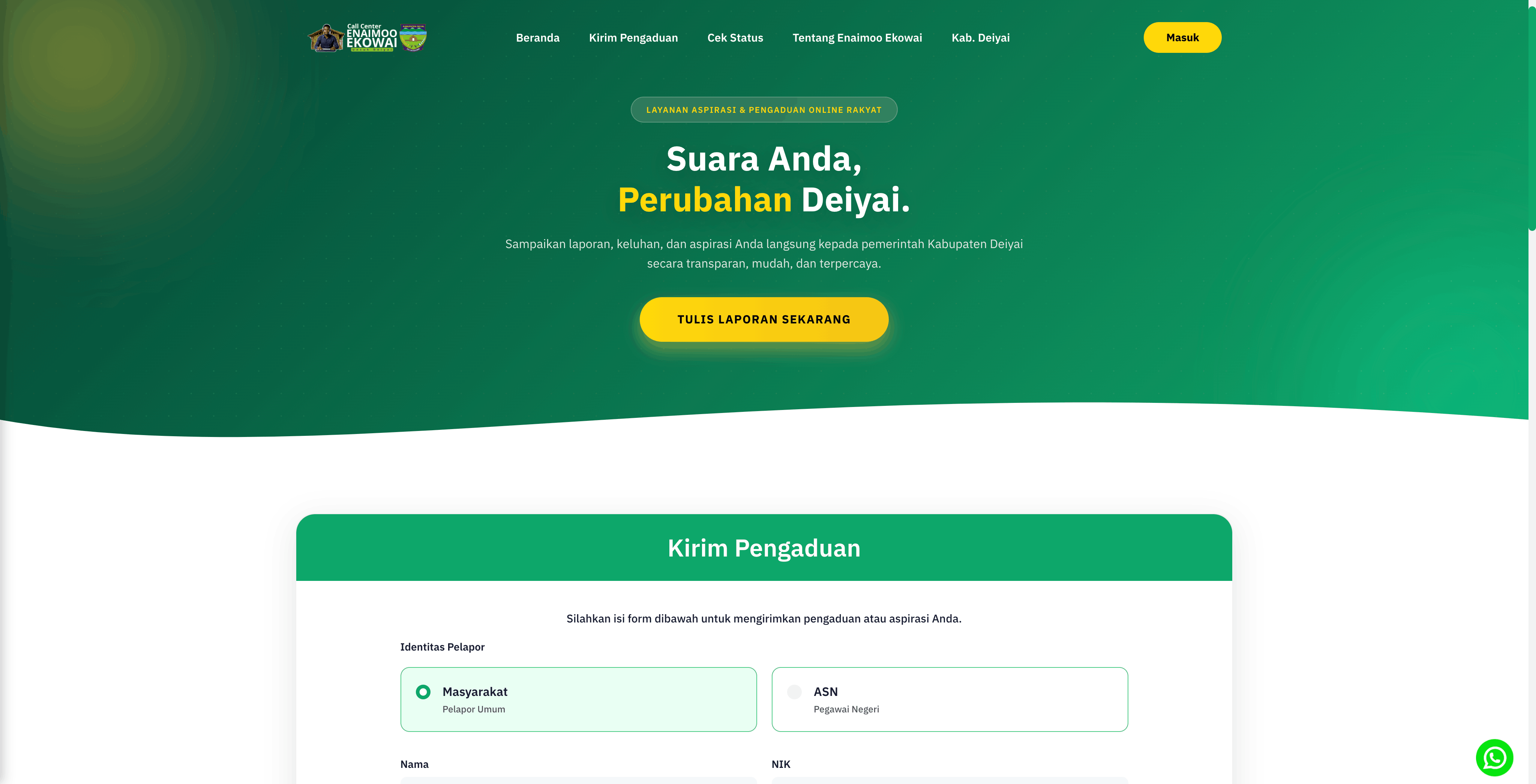 Pengaduan Masyarakat Kabupaten Deiyai – Enaimo Ekowai