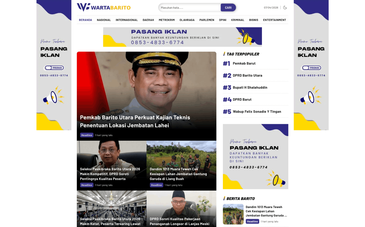 Portal Berita Terpercaya & Solusi Pasang Iklan Strategis – Warta Barito